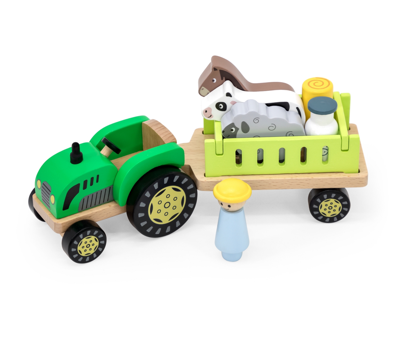 Viga 44680 Drewniany traktor z przyczepką i zwierzętami - obrazek 2