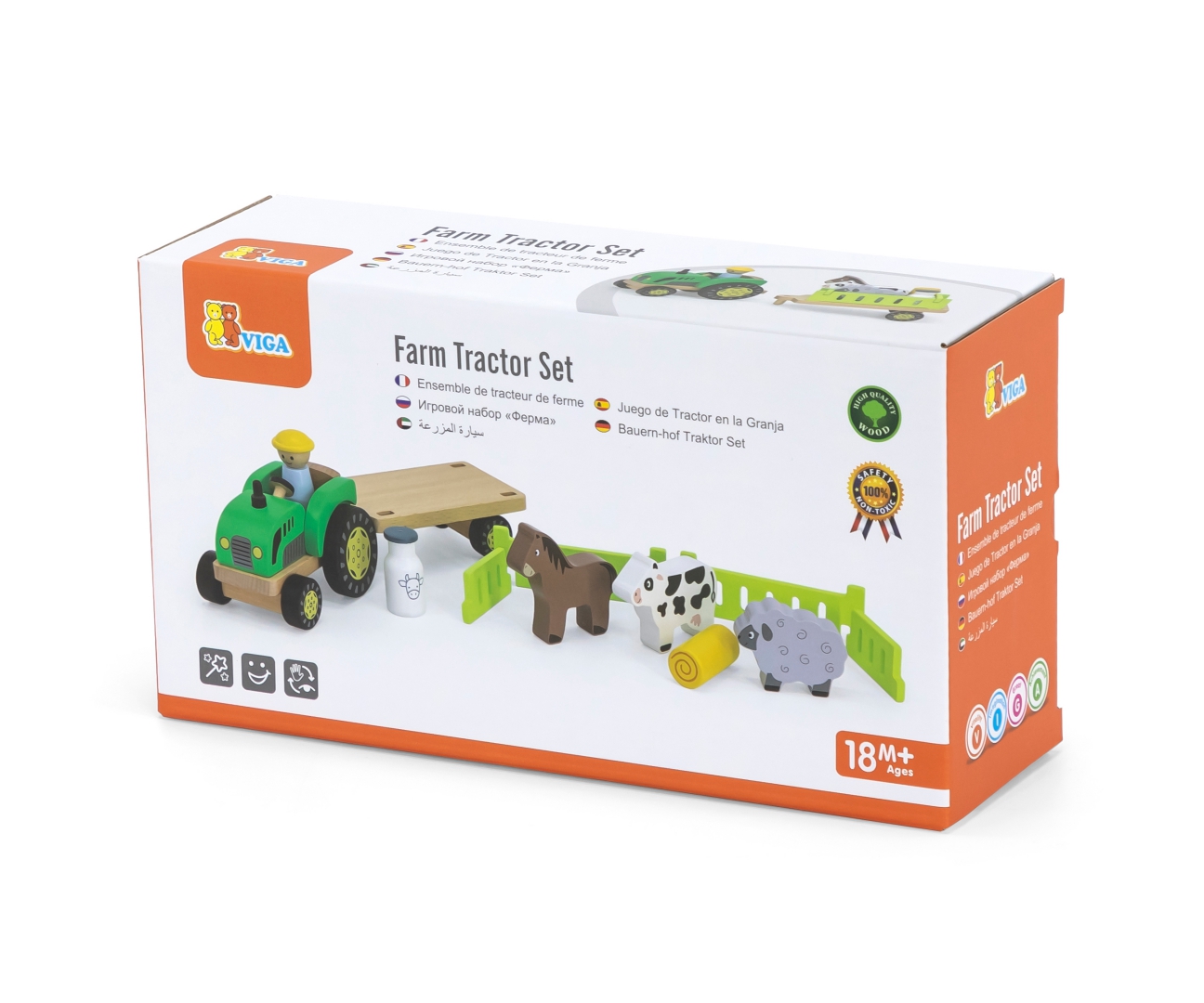 Viga 44680 Drewniany traktor z przyczepką i zwierzętami - obrazek 3