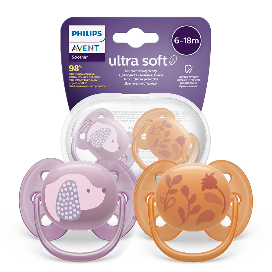 AVENT SCF091/18 Smoczek Ultra Soft 6-18m kwiatek/piesek