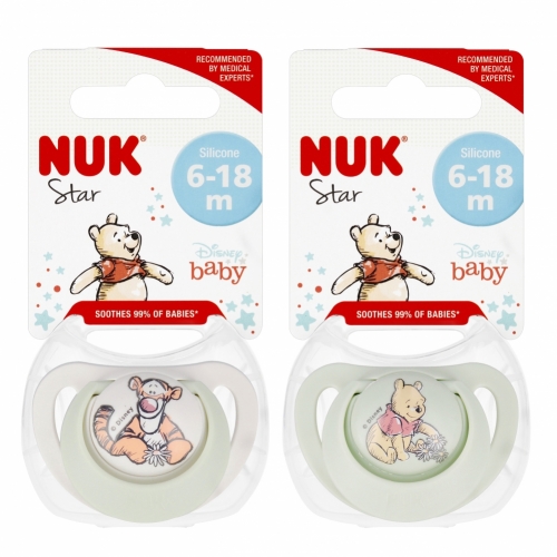 NUK 736939 Smoczek uspokajający silikonowy Star Kubuś 6-18 1szt.