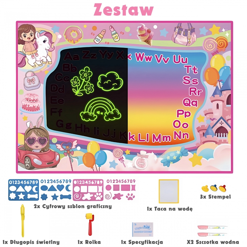 WOOPIE 56096 Mata wodna do malowania Jednorożec różowa - obrazek 4