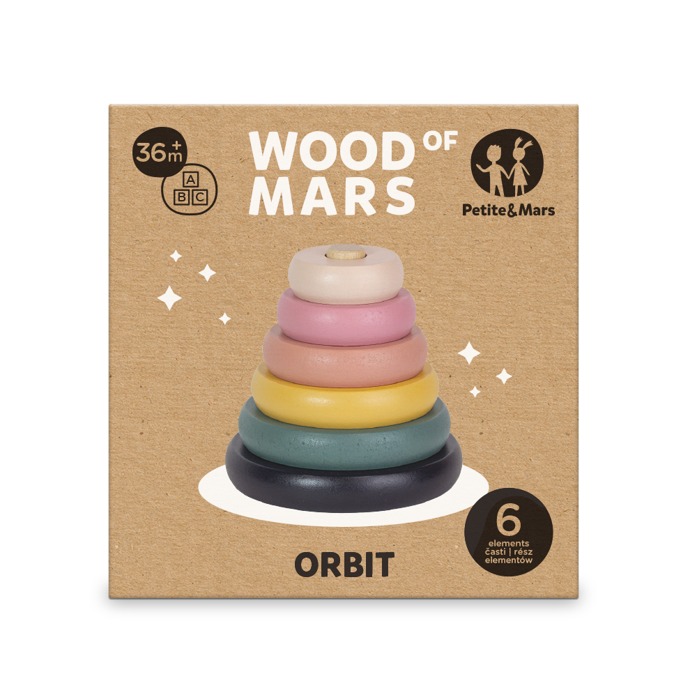 PETITE&MARS 610728 Drewniana zabawka - wieża Orbit Aurora Pink 36 m+ - obrazek 2