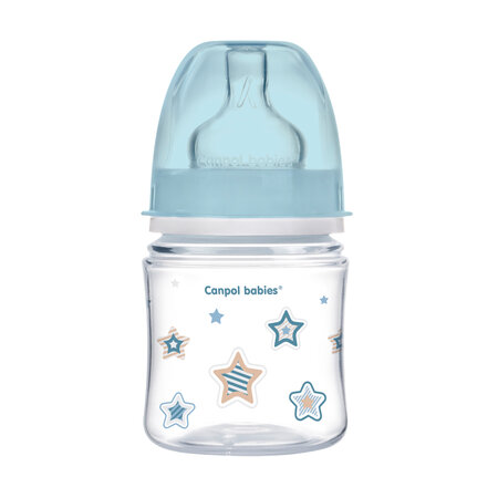 CANPOL 35/216 Butelka szerokootworowa antykolkowa Easystart Newborn Baby 120ml niebieskie gwiazdki